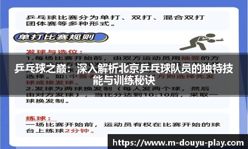 乒乓球之巅：深入解析北京乒乓球队员的独特技能与训练秘诀